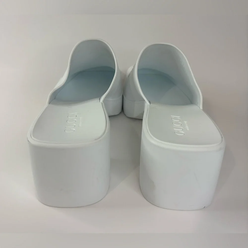 Gucci Women's White Platform Rubber Mules - Picture 6 of 10